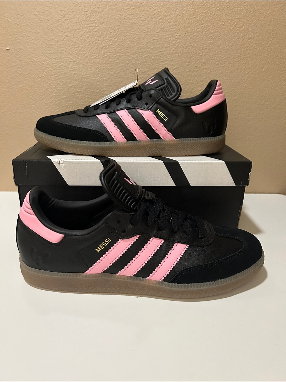 adidas Samba Messi Black with Pink Stripes